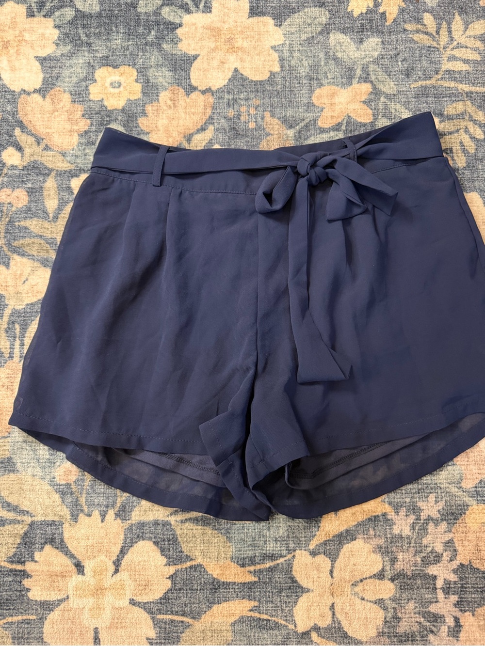 Miss Avenue Navy High-Waist Tie-Front Dress Shorts